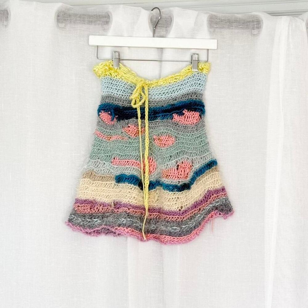 ✿ handmade knit polka dot mini skirt ✿